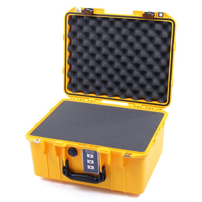 Pelican 1507 Air Case, Yellow with Black Handle & Latches Pick & Pluck Foam with Convolute Lid Foam ColorCase 015070-0001-240-110