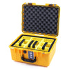Pelican 1507 Air Case, Yellow with Black Handle & Latches Yellow Padded Microfiber Dividers with Convolute Lid Foam ColorCase 015070-0010-240-110