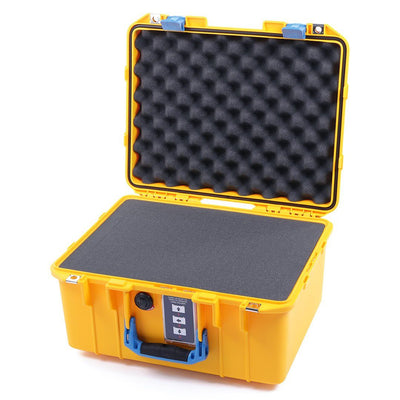 Pelican 1507 Air Case, Yellow with Blue Handle & Latches Pick & Pluck Foam with Convolute Lid Foam ColorCase 015070-0001-240-120