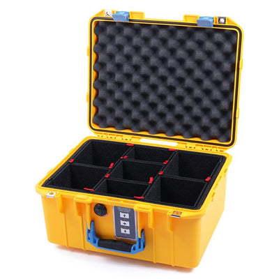 Pelican 1507 Air Case, Yellow with Blue Handle & Latches TrekPak Divider System with Convolute Lid Foam ColorCase 015070-0020-240-120