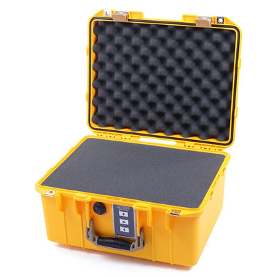 Pelican 1507 Air Case, Yellow with Desert Tan Handle & Latches Pick & Pluck Foam with Convolute Lid Foam ColorCase 015070-0001-240-310