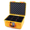 Pelican 1507 Air Case, Yellow with Orange Handle & Latches TrekPak Divider System with Convolute Lid Foam ColorCase 015070-0020-240-150