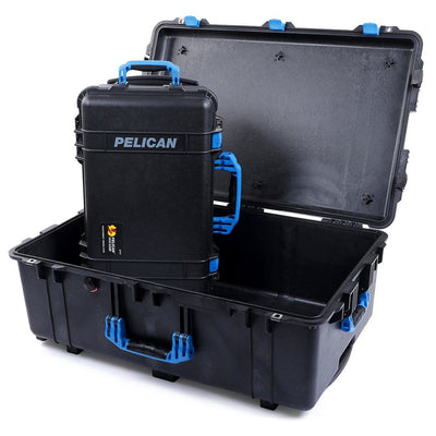 Pelican 1510 & 1650 Case Bundle, Black with Blue Handles & Latches ColorCase