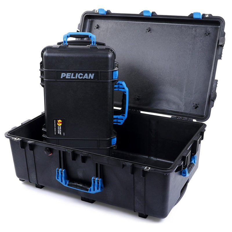 Pelican 1510 & 1650 Case Bundle, Black with Blue Handles & Latches ColorCase 