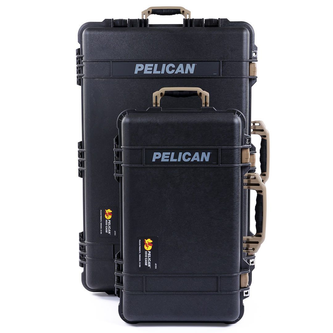 Pelican 1510 & 1650 Case Bundle, Black with Desert Tan Handles & Latches ColorCase 
