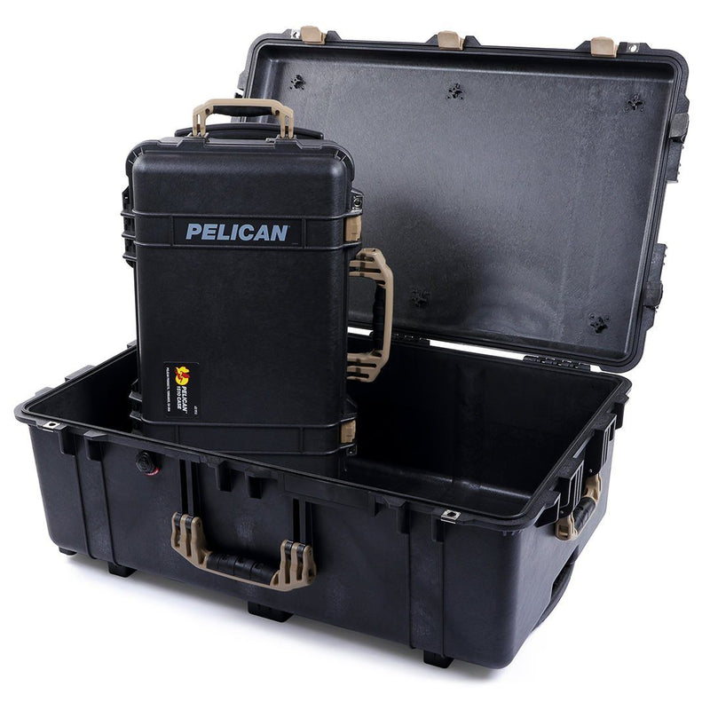 Pelican 1510 & 1650 Case Bundle, Black with Desert Tan Handles & Latches ColorCase 