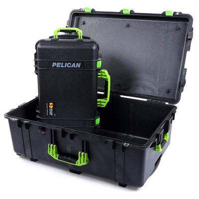 Pelican 1510 & 1650 Case Bundle, Black with Lime Green Handles & Latches ColorCase