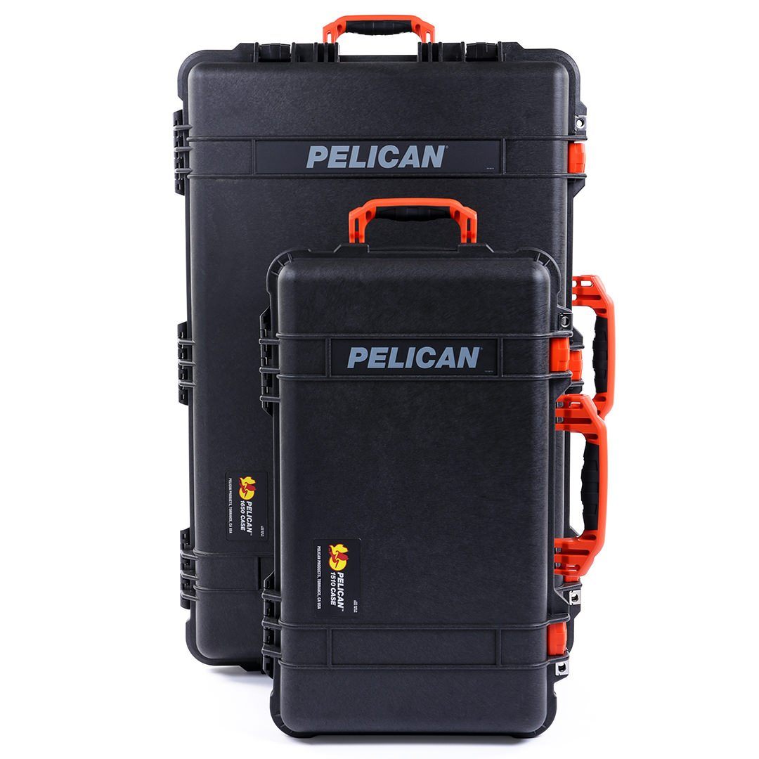 Pelican 1510 &amp; 1650 Case Bundle, Black with Orange Handles &amp; Latches ColorCase 