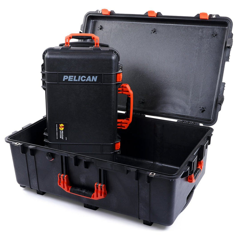 Pelican 1510 & 1650 Case Bundle, Black with Orange Handles & Latches ColorCase 