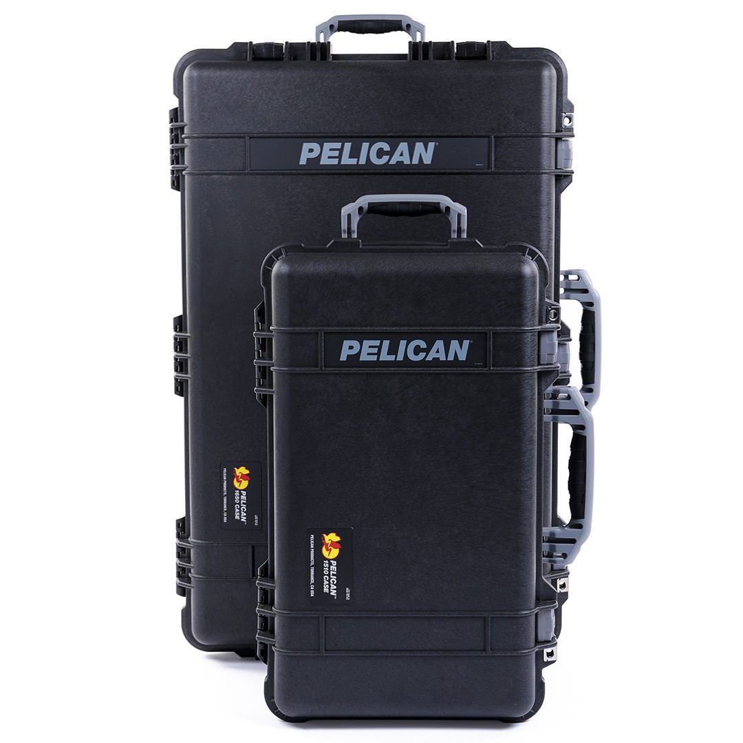 Pelican 1510 & 1650 Case Bundle, Black with Silver Handles & Latches ColorCase 