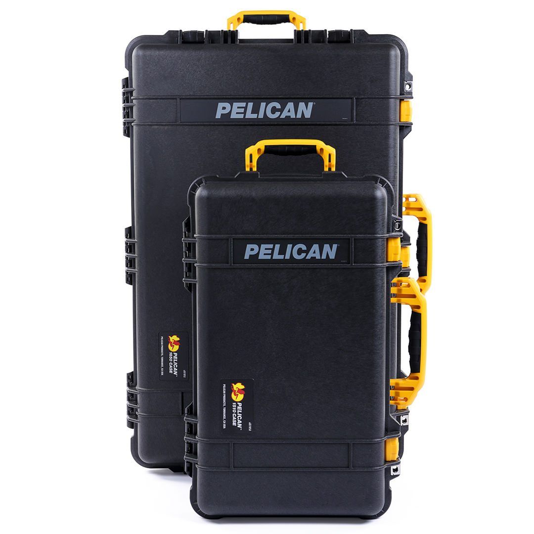 Pelican 1510 &amp; 1650 Case Bundle, Black with Yellow Handles &amp; Latches ColorCase 