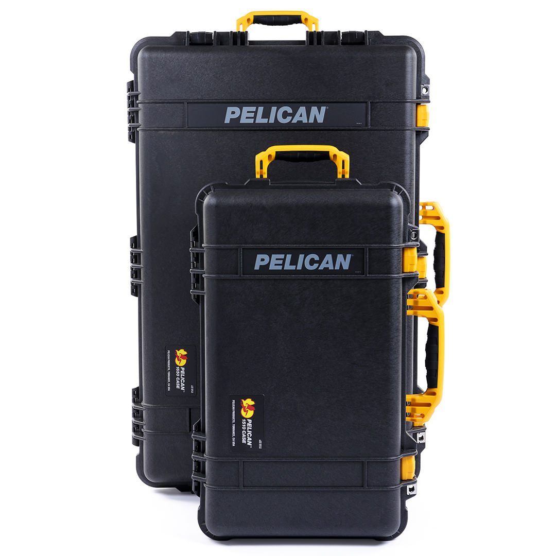 Pelican 1510 & 1650 Case Bundle, Black with Yellow Handles & Latches ColorCase 