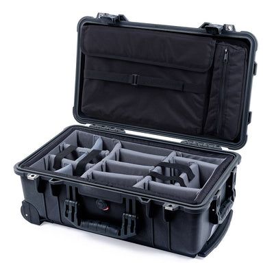Pelican 1510 Case, Black Gray Padded Microfiber Dividers with Computer Pouch ColorCase 015100-0270-110-110