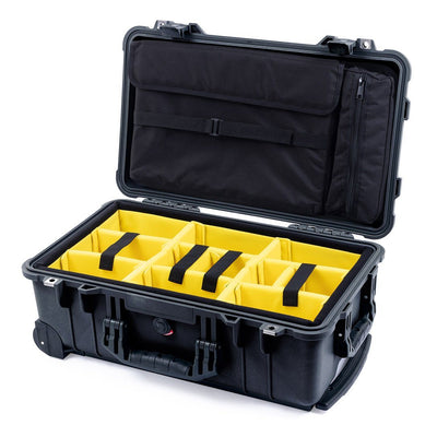 Pelican 1510 Case, Black Yellow Padded Microfiber Dividers with Computer Pouch ColorCase 015100-0210-110-110