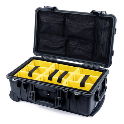 Pelican 1510 Case, Black Yellow Padded Microfiber Dividers with Mesh Lid Organizer ColorCase 015100-0110-110-110