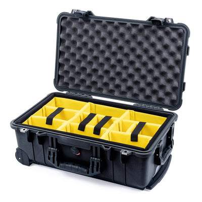 Pelican 1510 Case, Black Yellow Padded Microfiber Dividers with Convolute Lid Foam ColorCase 015100-0010-110-110