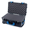 Pelican 1510 Case, Black with Blue Handles & Latches Pick & Pluck Foam with Convolute Lid Foam ColorCase 015100-0001-110-120