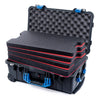 Pelican 1510 Case, Black with Blue Handles & Latches Custom Tool Kit (4 Foam Inserts with Convolute Lid Foam) ColorCase 015100-0060-110-120