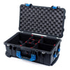 Pelican 1510 Case, Black with Blue Handles & Latches TrekPak Divider System with Convolute Lid Foam ColorCase 015100-0020-110-120