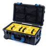 Pelican 1510 Case, Black with Blue Handles & Latches Yellow Padded Microfiber Dividers with Mesh Lid Organizer ColorCase 015100-0110-110-120