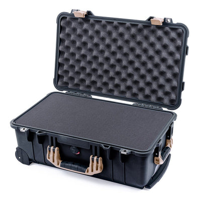 Pelican 1510 Case, Black with Desert Tan Handles & Latches Pick & Pluck Foam with Convolute Lid Foam ColorCase 015100-0001-110-310