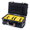 Pelican 1510 Case, Black with Desert Tan Handles & Latches Yellow Padded Microfiber Dividers with Computer Pouch ColorCase 015100-0210-110-310