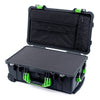 Pelican 1510 Case, Black with Lime Green Handles & Latches Pick & Pluck Foam with Computer Pouch ColorCase 015100-0201-110-300