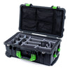 Pelican 1510 Case, Black with Lime Green Handles & Latches Gray Padded Microfiber Dividers with Mesh Lid Organizer ColorCase 015100-0170-110-300