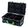 Pelican 1510 Case, Black with Lime Green Handles & Latches TrekPak Divider System with Mesh Lid Organizer ColorCase 015100-0120-110-300
