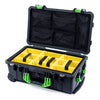 Pelican 1510 Case, Black with Lime Green Handles & Latches Yellow Padded Microfiber Dividers with Mesh Lid Organizer ColorCase 015100-0110-110-300