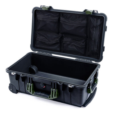 Pelican 1510 Case, Black with OD Green Handles & Latches Mesh Lid Organizer Only ColorCase 015100-0100-110-130
