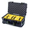 Pelican 1510 Case, Black with OD Green Handles & Latches Yellow Padded Microfiber Dividers with Convolute Lid Foam ColorCase 015100-0010-110-130
