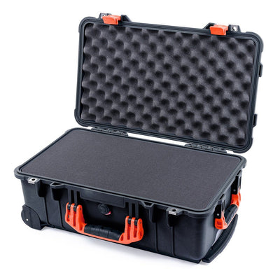 Pelican 1510 Case, Black with Orange Handles & Latches Pick & Pluck Foam with Convolute Lid Foam ColorCase 015100-0001-110-150
