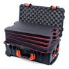 Pelican 1510 Case, Black with Orange Handles & Latches Custom Tool Kit (4 Foam Inserts with Convolute Lid Foam) ColorCase 015100-0060-110-150