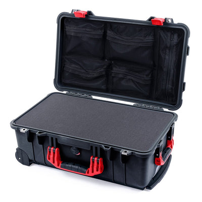 Pelican 1510 Case, Black with Red Handles & Latches Pick & Pluck Foam with Mesh Lid Organizer ColorCase 015100-0101-110-320