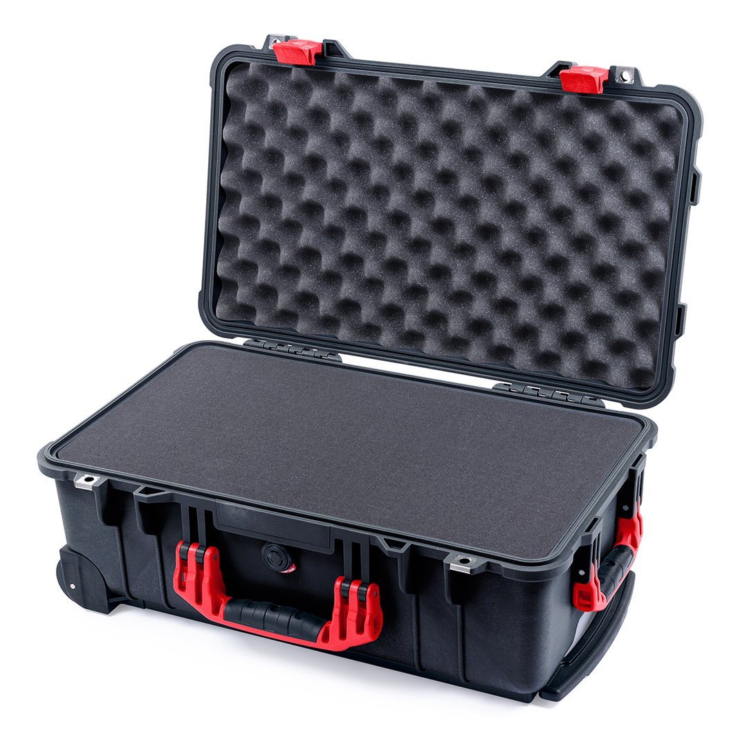 Pelican 1510 Case, Black with Red Handles &amp; Latches Pick &amp; Pluck Foam with Convolute Lid Foam ColorCase 015100-0001-110-320