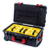 Pelican 1510 Case, Black with Red Handles & Latches Yellow Padded Microfiber Dividers with Computer Pouch ColorCase 015100-0210-110-320