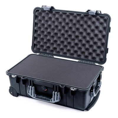 Pelican 1510 Case, Black with Silver Handles & Latches Pick & Pluck Foam with Convolute Lid Foam ColorCase 015100-0001-110-180