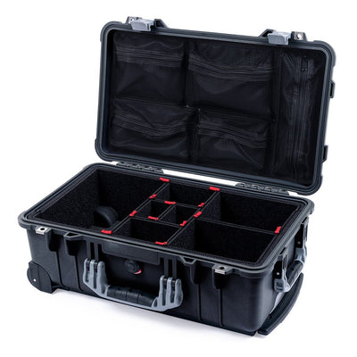Pelican 1510 Case, Black with Silver Handles & Latches TrekPak Divider System with Mesh Lid Organizer ColorCase 015100-0120-110-180