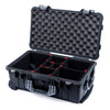 Pelican 1510 Case, Black with Silver Handles & Latches TrekPak Divider System with Convolute Lid Foam ColorCase 015100-0020-110-180