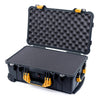 Pelican 1510 Case, Black with Yellow Handles & Latches Pick & Pluck Foam with Convolute Lid Foam ColorCase 015100-0001-110-240