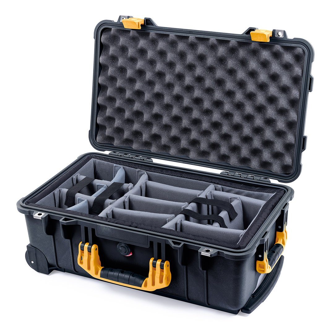 Pelican 1510 Case, Black with Yellow Handles & Latches