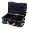 Pelican 1510 Case, Black with Yellow Handles & Latches TrekPak Divider System with Computer Pouch ColorCase 015100-0220-110-240