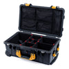 Pelican 1510 Case, Black with Yellow Handles & Latches TrekPak Divider System with Mesh Lid Organizer ColorCase 015100-0120-110-240