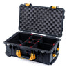 Pelican 1510 Case, Black with Yellow Handles & Latches TrekPak Divider System with Convolute Lid Foam ColorCase 015100-0020-110-240