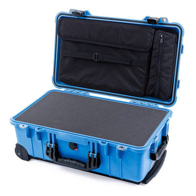 Pelican 1510 Case, Blue with Black Handles & Latches Pick & Pluck Foam with Computer Pouch ColorCase 015100-0201-120-110