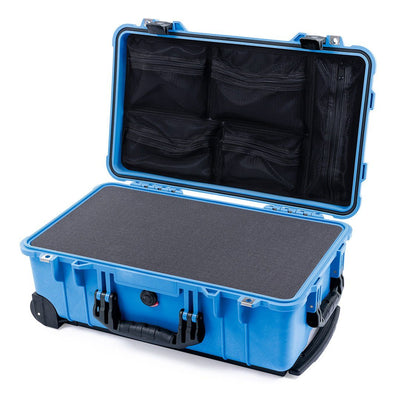 Pelican 1510 Case, Blue with Black Handles & Latches Pick & Pluck Foam with Mesh Lid Organizer ColorCase 015100-0101-120-110