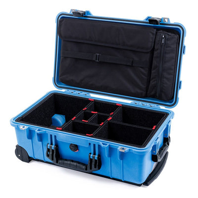 Pelican 1510 Case, Blue with Black Handles & Latches TrekPak Divider System with Computer Pouch ColorCase 015100-0220-120-110