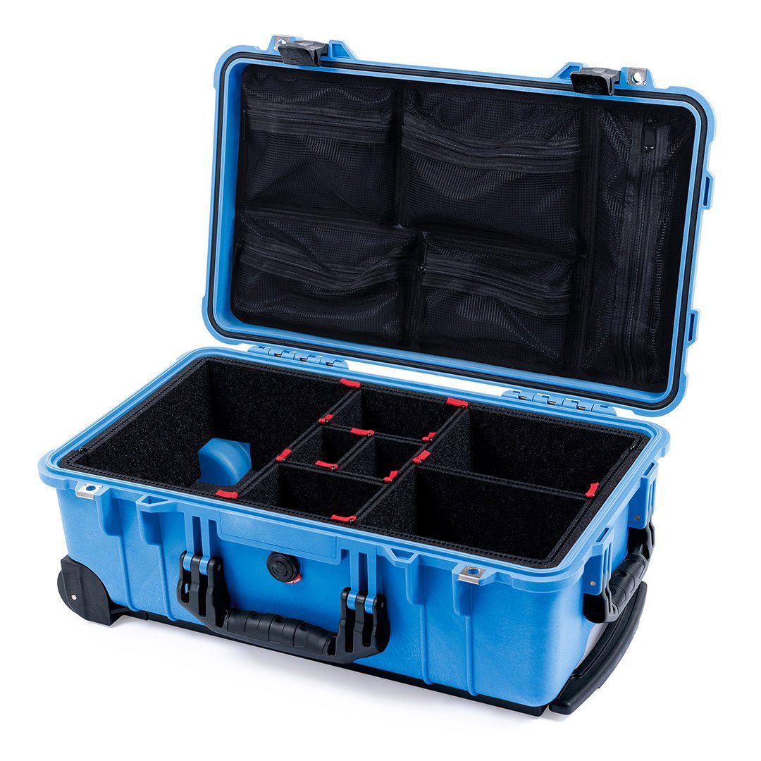 Pelican 1510 Case, Blue with Black Handles &amp; Latches TrekPak Divider System with Mesh Lid Organizer ColorCase 015100-0120-120-110