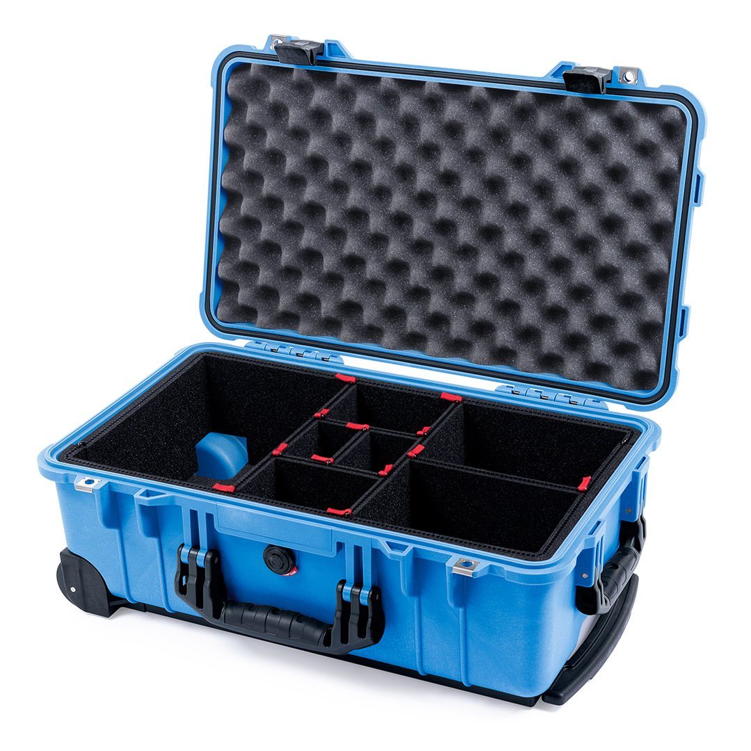 Pelican 1510 Case, Blue with Black Handles &amp; Latches TrekPak Divider System with Convolute Lid Foam ColorCase 015100-0020-120-110